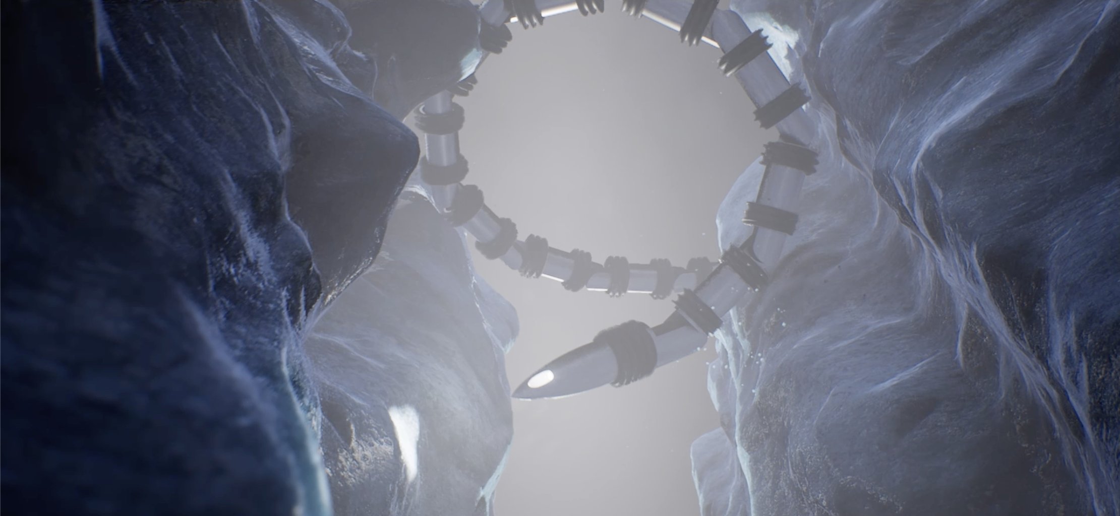 Official concept art for exploration through passages in ice.